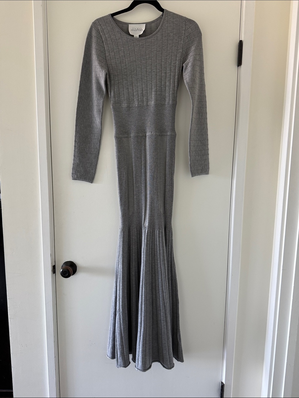 Mare Mare Rib Knit Grey Long Sleeve Maxi Dress